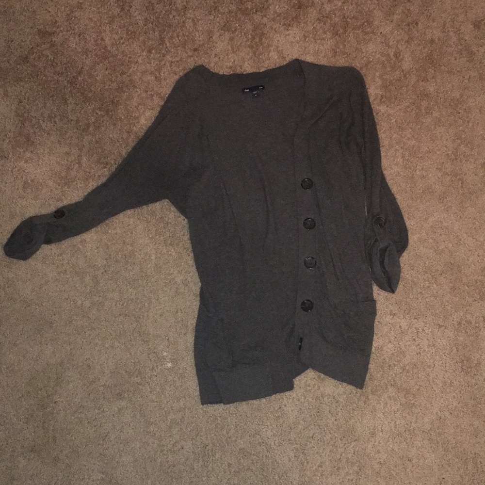 Grey Three-Quarter Length Sleeve Sweater